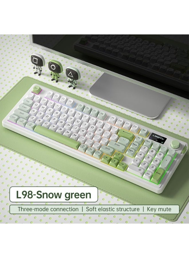 LANGTU L98 96% Membrane Keyboard,Tri-Mode Connectivity RGB Backlights,Rotary Knob+Screen,Gasket Mounted,Sa Profile Keycaps,98 Keys Software Programmable Gaming Keyboard for MAC/Win (Green) - Image 2